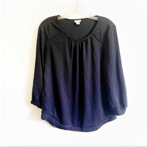 J. Crew Factory shirt navy blue popover blouse button cuffs